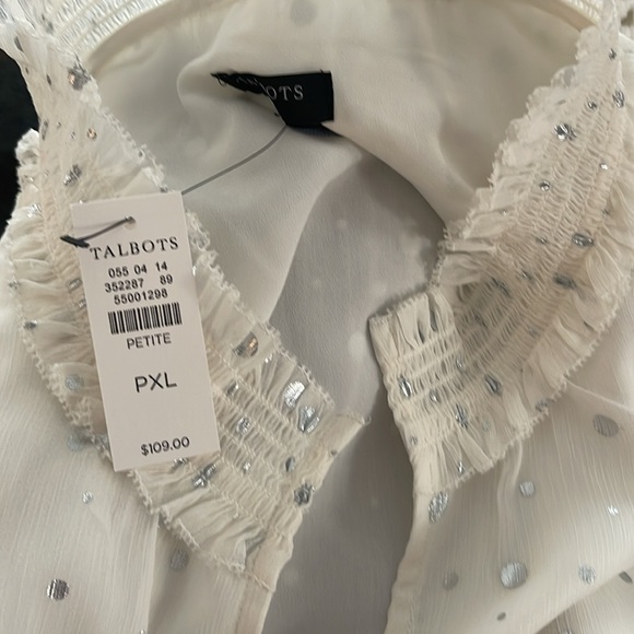 Talbots Smocked Cheerful Dots Top Petite PXL - Picture 7 of 8